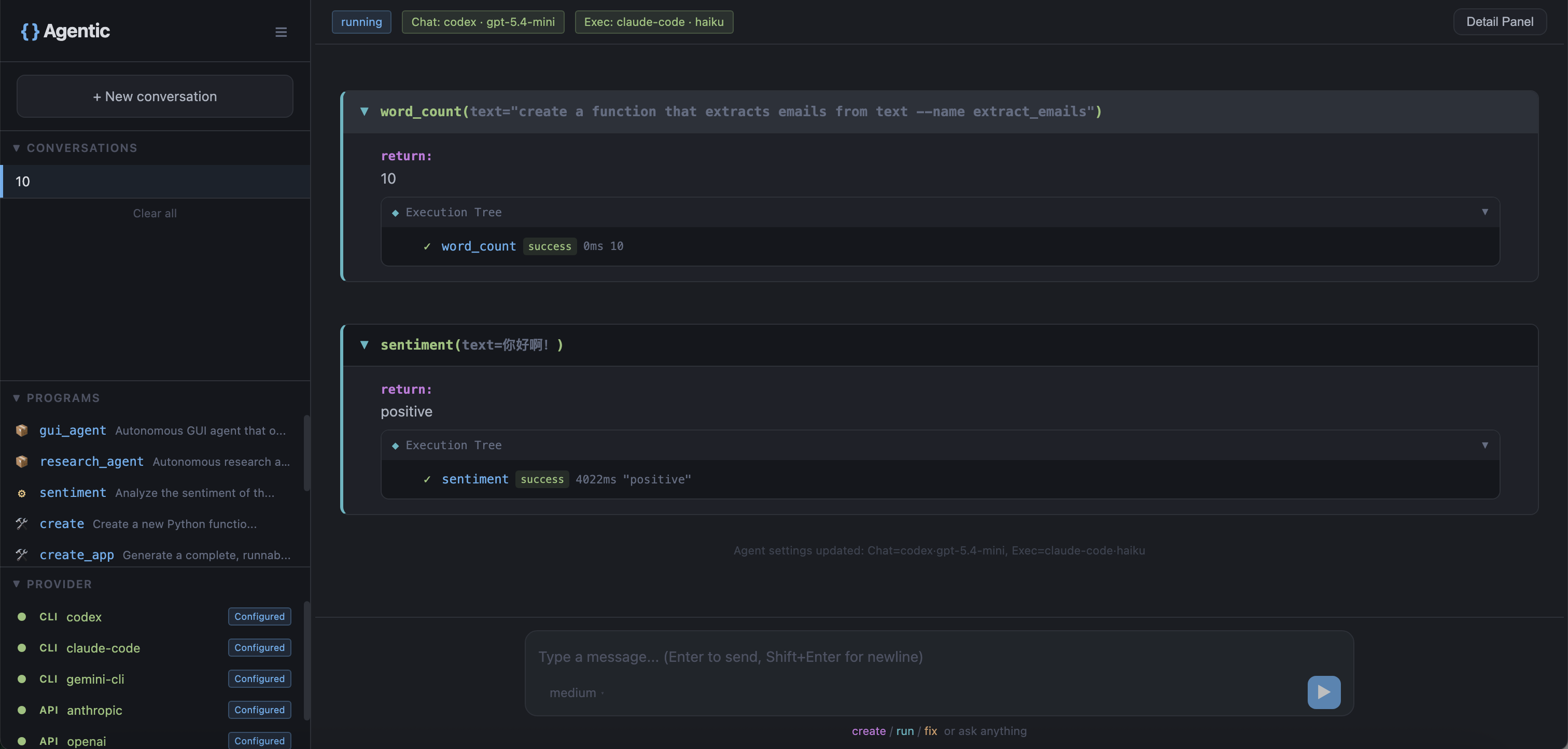 OpenProgram code interface showing an agentic Python workflow